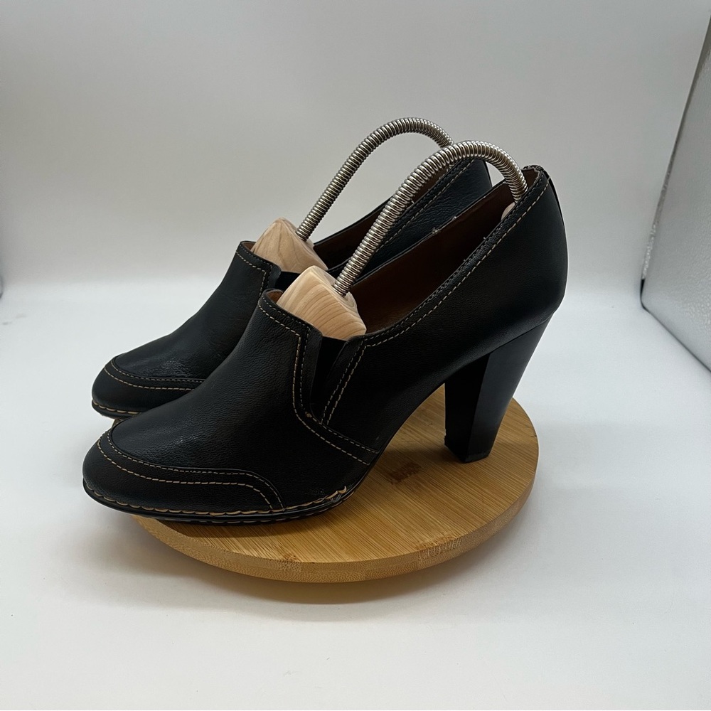 Sofft Tailynn Pump Women's Size 8.5 Black leather Shootie High Block Heel Shoe